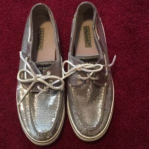 Silver sparkly Sperrys